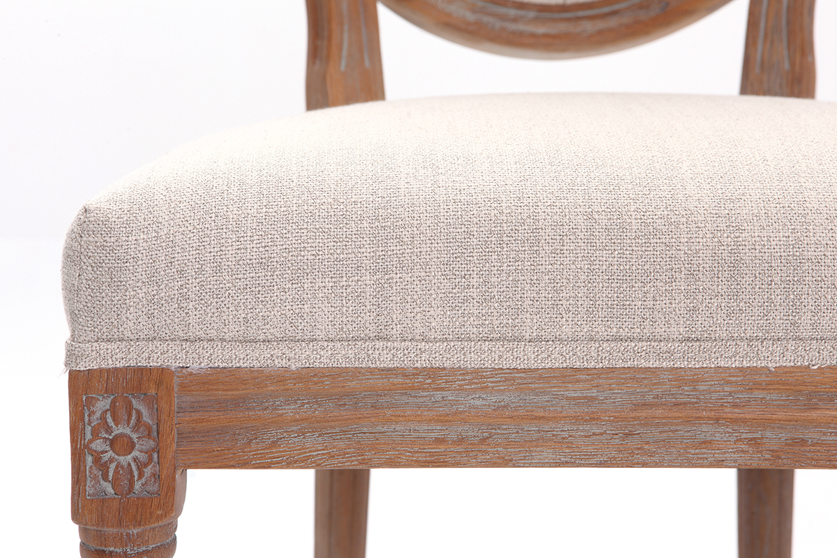 Chaises m�daillon en tissu coloris naturel pieds bois clair (lot de 2) LEGEND