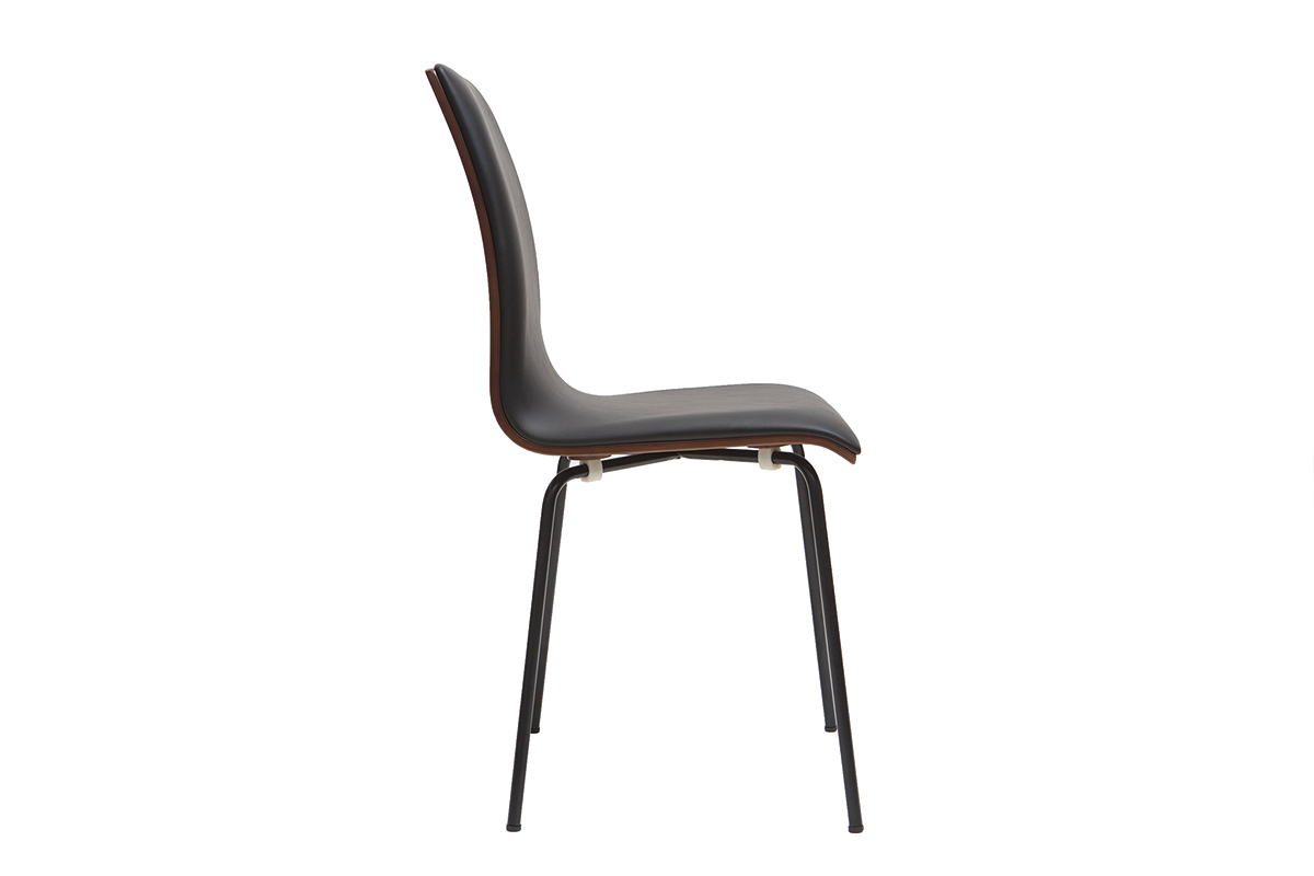 Chaises noir et bois fonc� avec pieds m�tal (lot de 2) DELICACY