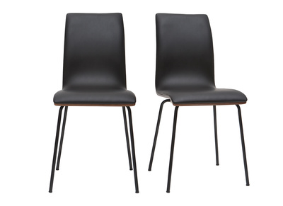 Chaises noir et bois fonc&eacute; avec pieds m&eacute;tal (lot de 2) DELICACY