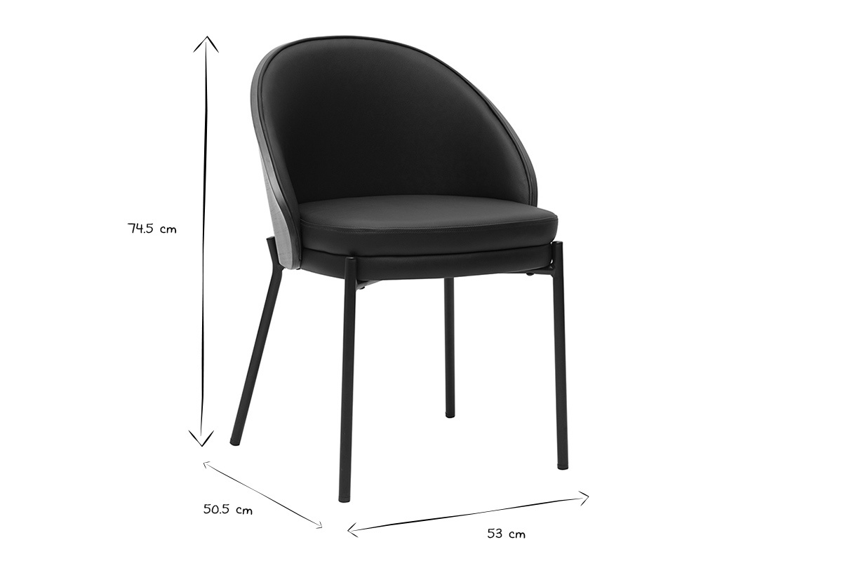 Chaises noires, bois fonc� et m�tal (lot de 2) TUCSON