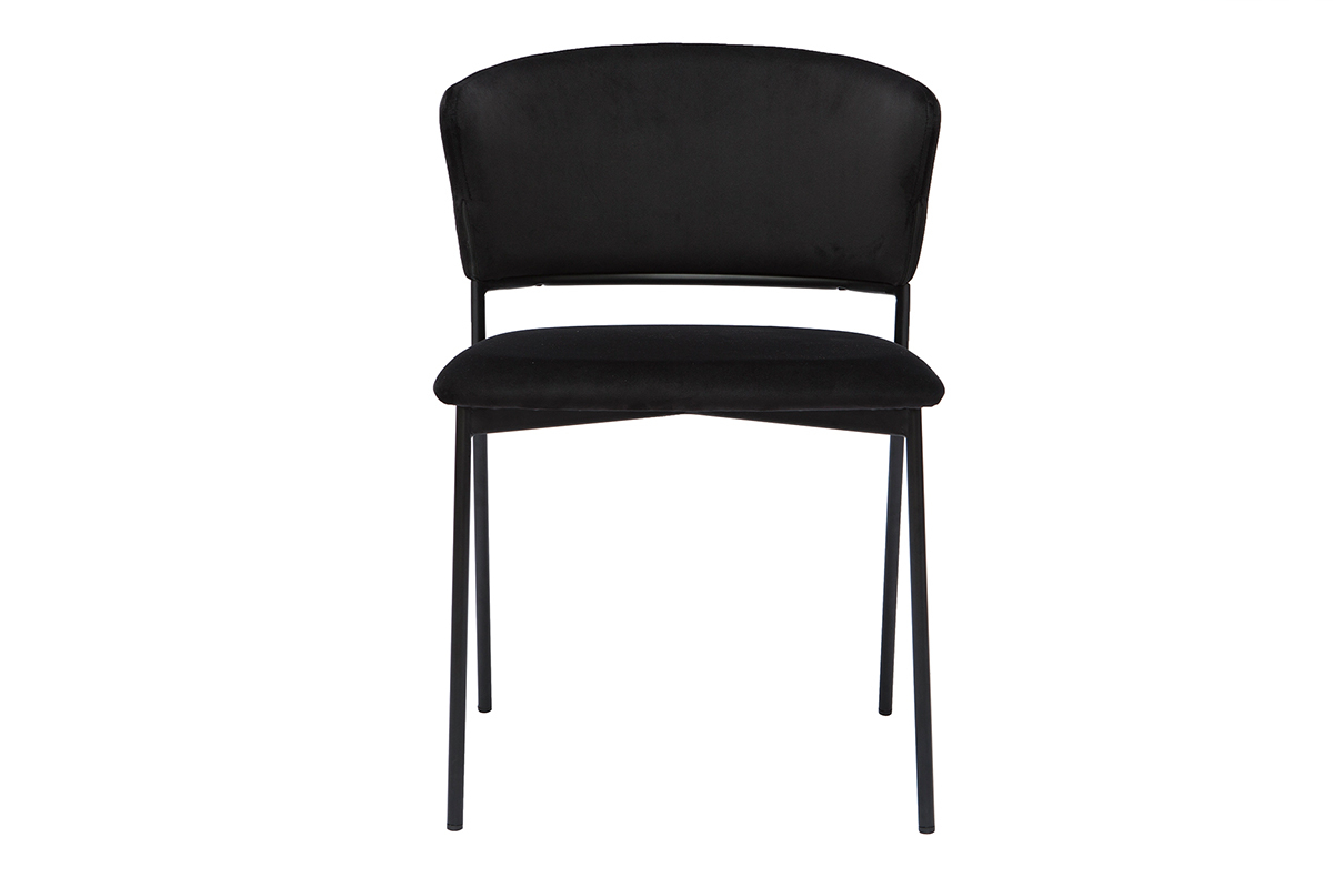 Chaises noires en tissu velours et mtal (lot de 2) FELIZ
