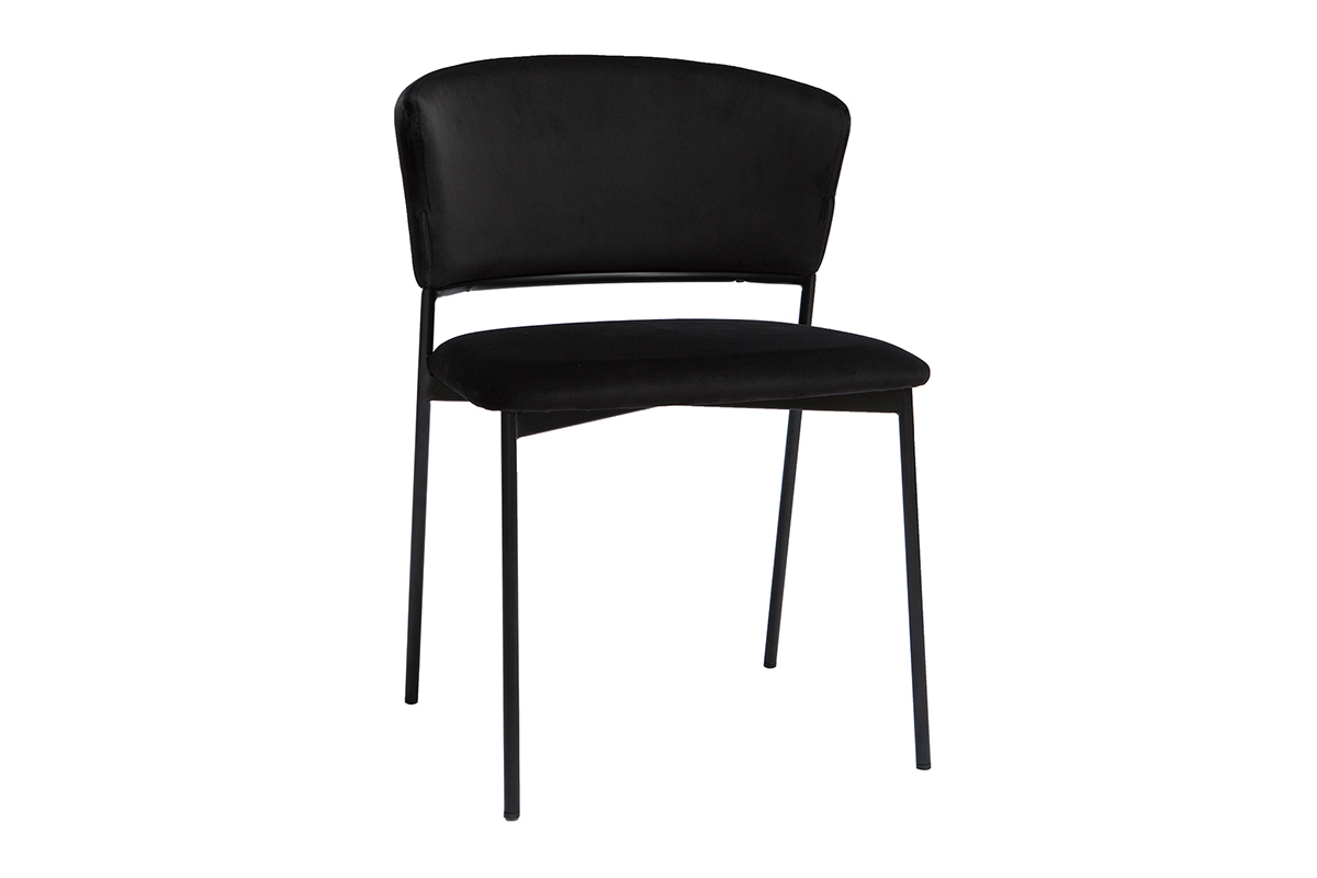 Chaises noires en tissu velours et mtal (lot de 2) FELIZ