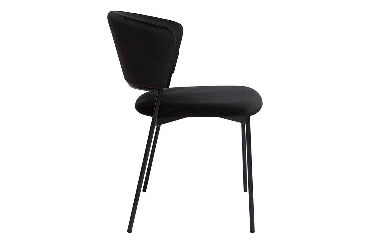 Chaises noires en tissu velours et mtal (lot de 2) FELIZ