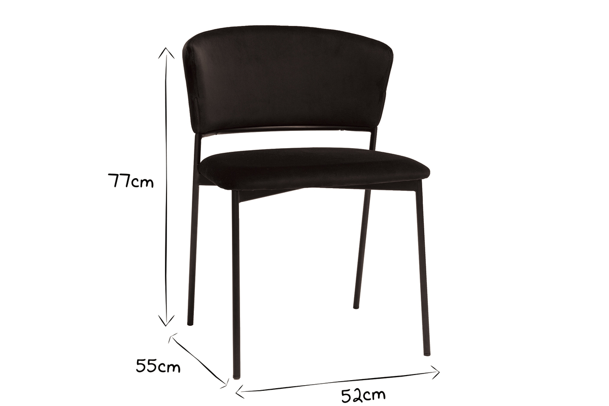 Chaises noires en tissu velours et mtal (lot de 2) FELIZ