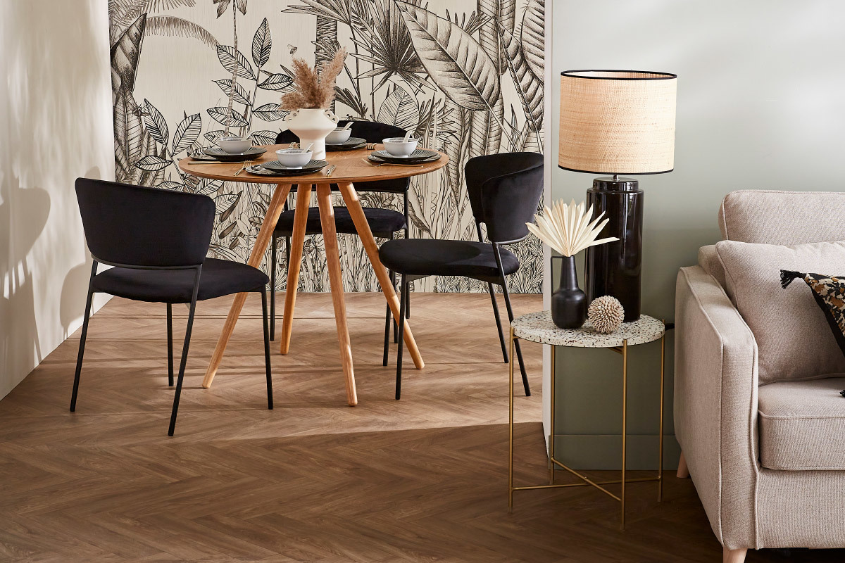 Chaises noires en tissu velours et mtal (lot de 2) FELIZ