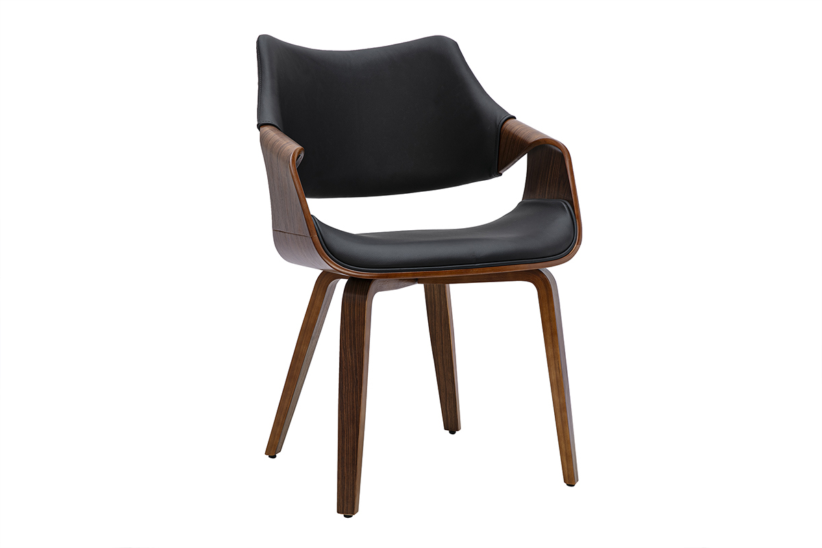 Chaises noires et bois fonc� noyer (lot de 2) SEVAN