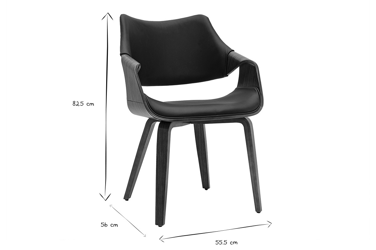 Chaises noires et bois fonc� noyer (lot de 2) SEVAN