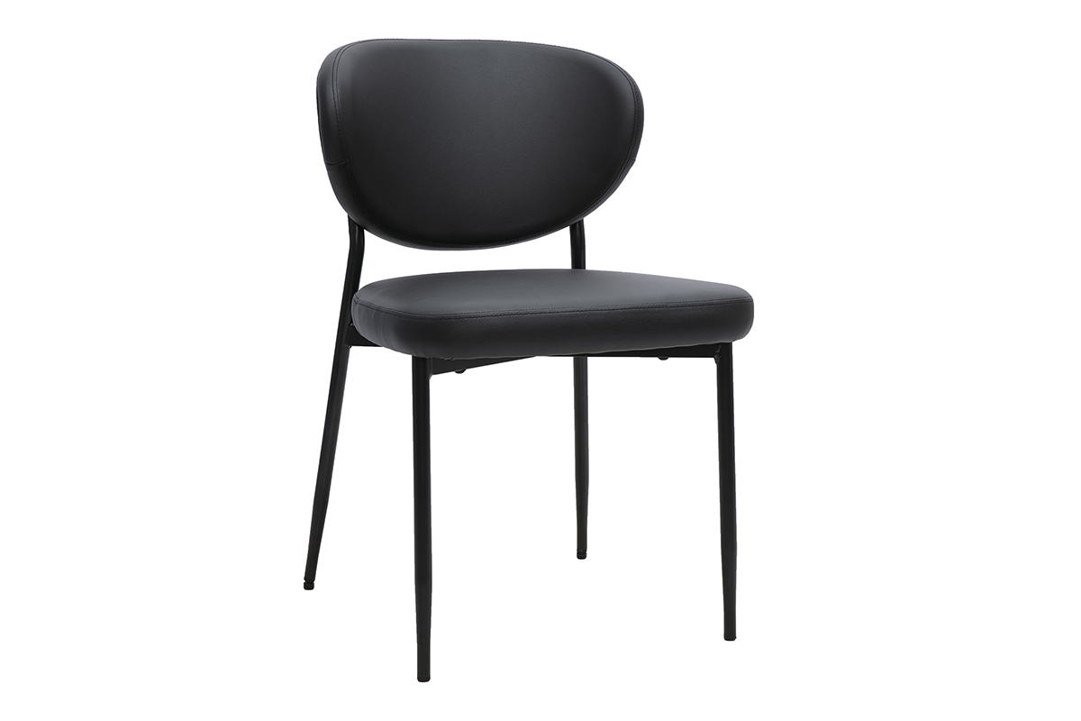 Chaises noires et m�tal (lot de 2) BREKA