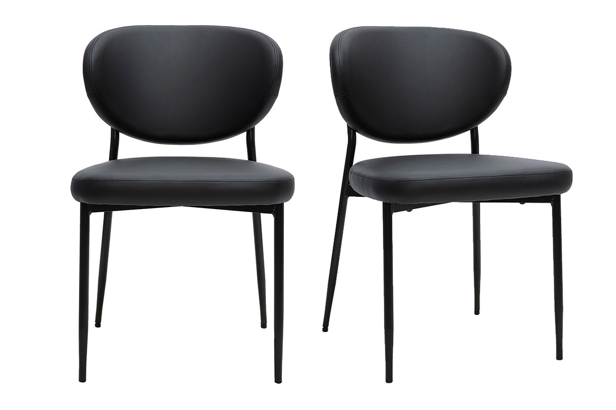 Chaises noires et m�tal (lot de 2) BREKA