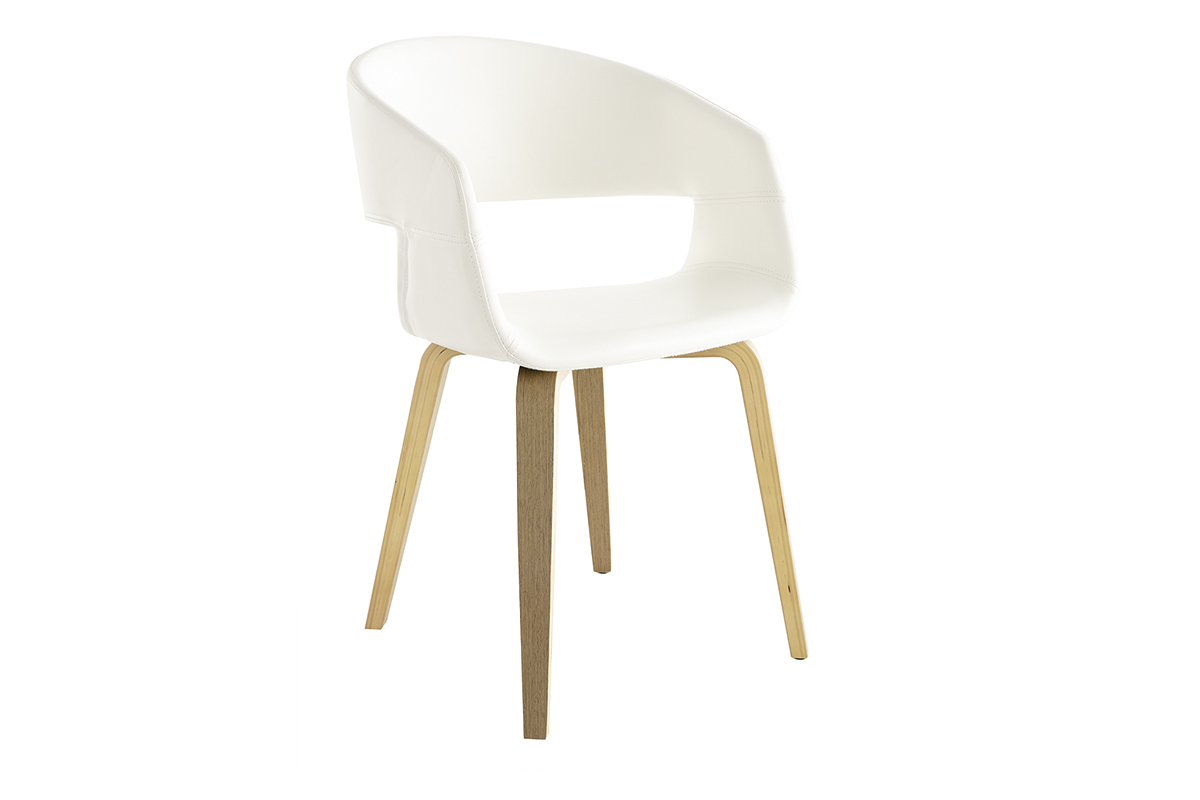 Chaises scandinaves blanc et bois (lot de 2) SLAM