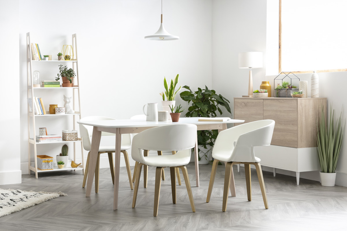 Chaises scandinaves blanc et bois (lot de 2) SLAM