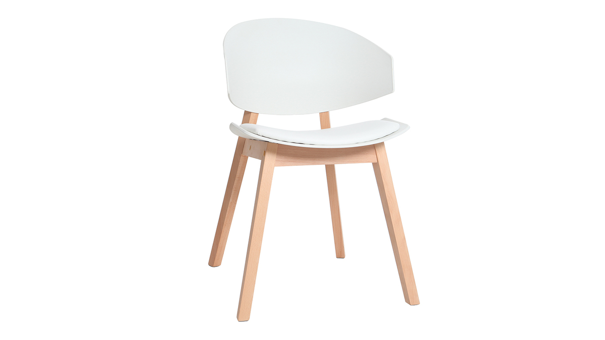 Chaises scandinaves blanc et bois clair (lot de 2) BLOEM