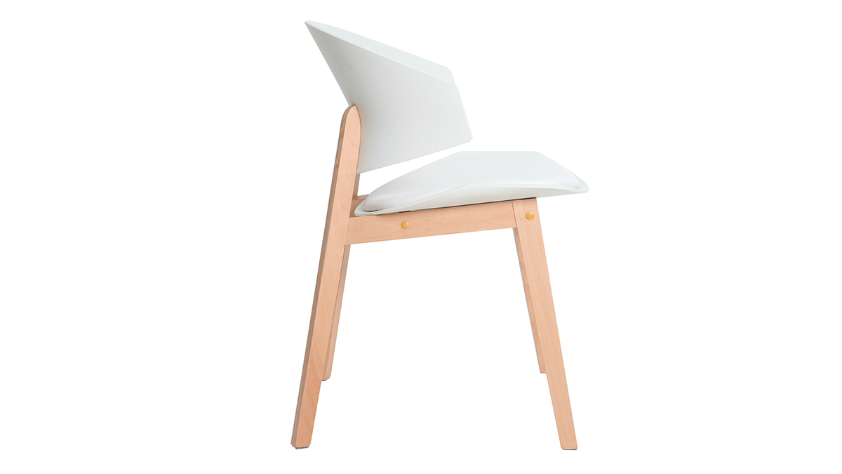 Chaises scandinaves blanc et bois clair (lot de 2) BLOEM