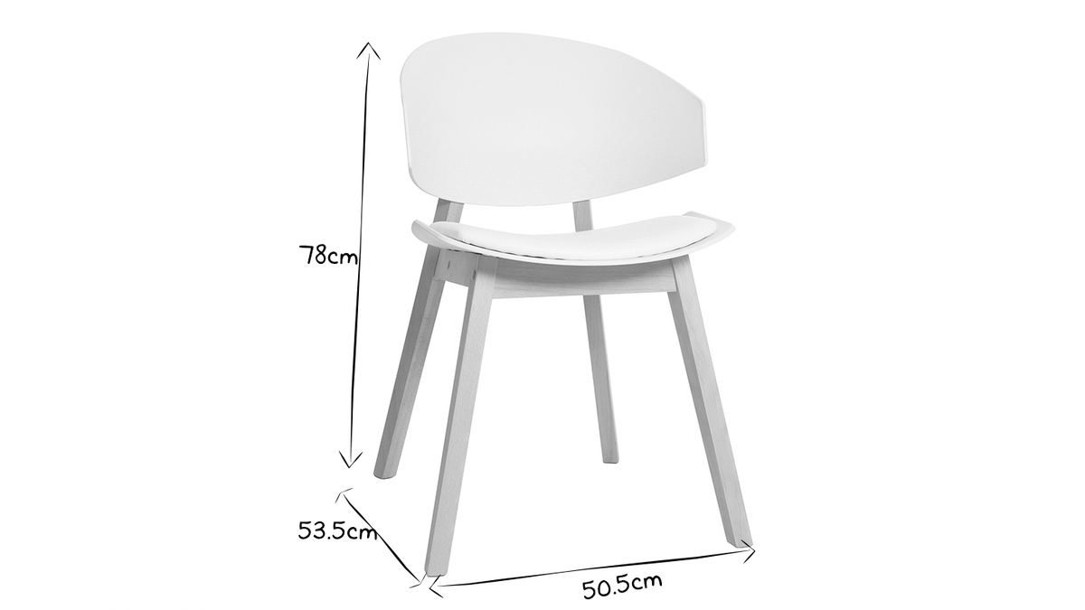 Chaises scandinaves blanc et bois clair (lot de 2) BLOEM