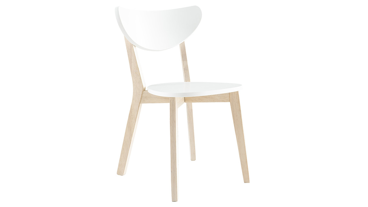 Chaises scandinaves blanc et bois clair (lot de 2) LEENA