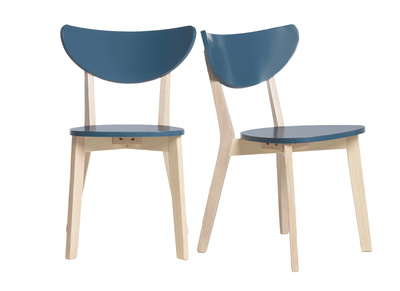 Chaises scandinaves bleu et bois clair (lot de 2) LEENA