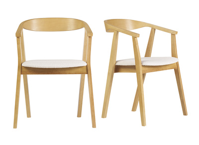 Chaises scandinaves bois clair et tissu effet laine bouclée blanc (lot de 2) BAHIA