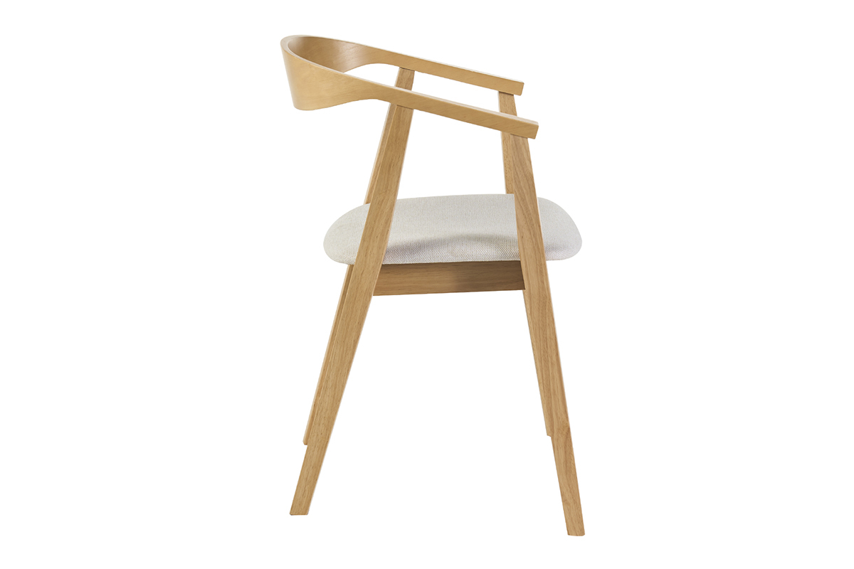 Chaises scandinaves bois clair et tissu effet velours textur� beige (lot de 2) BAHIA