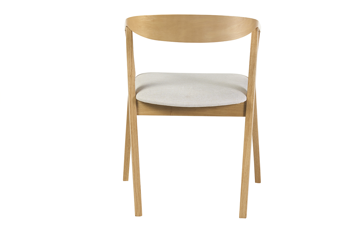 Chaises scandinaves bois clair et tissu effet velours textur� beige (lot de 2) BAHIA