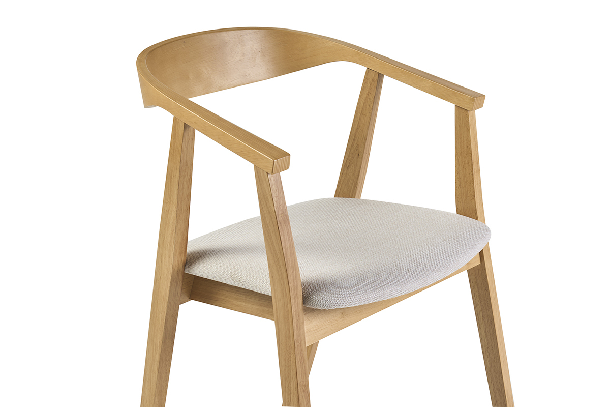 Chaises scandinaves bois clair et tissu effet velours textur� beige (lot de 2) BAHIA