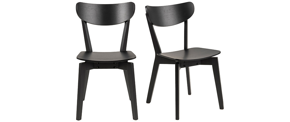 Chaises scandinaves bois noir (lot de 2) BAKI