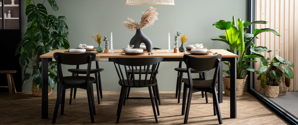 Chaises scandinaves bois noir (lot de 2) BAKI