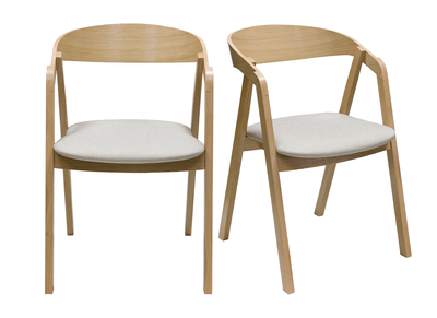 Chaises scandinaves empilables en bois clair chêne et tissu beige (lot de 2) LOVA