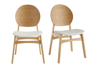Chaises scandinaves en bois clair et blanc (lot de 2) ELTON