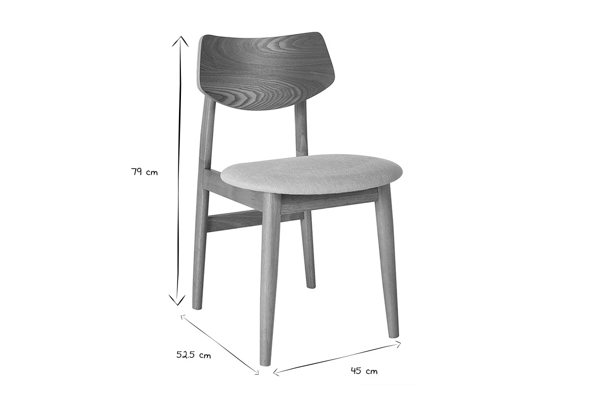 Chaises scandinaves en bois clair et tissu effet velours textur� beige (lot de 2) ELION
