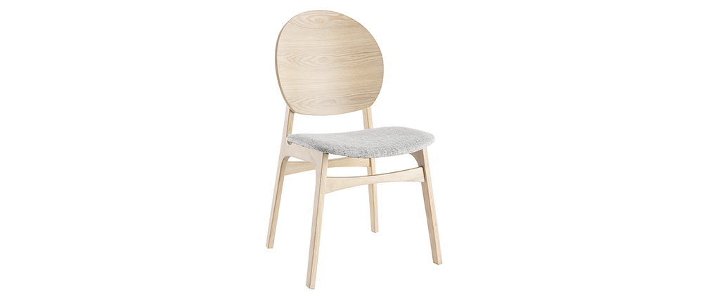 Chaises scandinaves en bois clair et tissu gris (lot de 2) ELTON