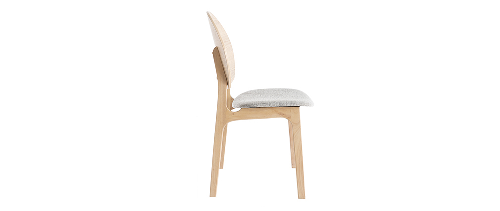 Chaises scandinaves en bois clair et tissu gris (lot de 2) ELTON