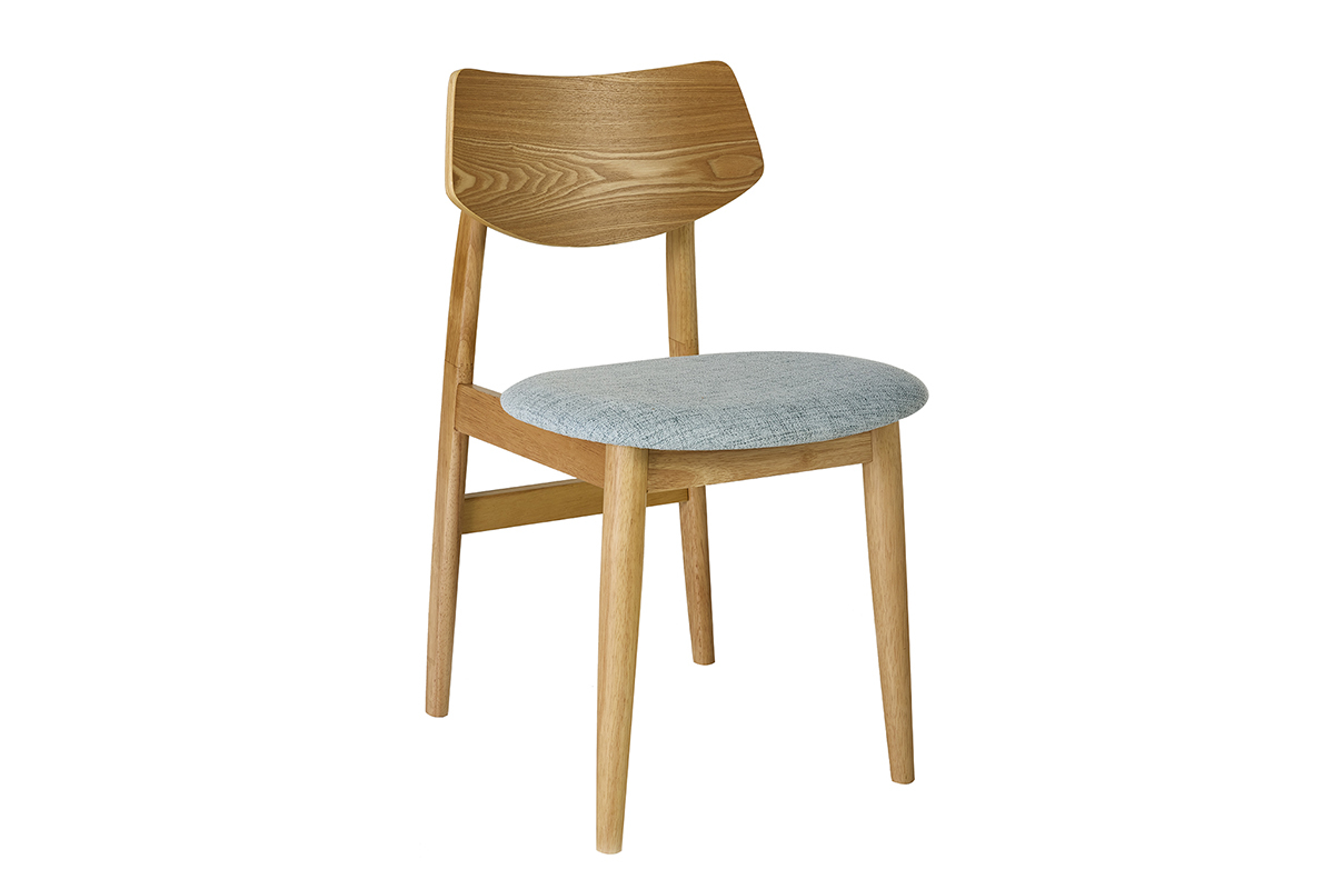 Chaises scandinaves en bois clair et tissu vert c�ladon (lot de 2) ELION