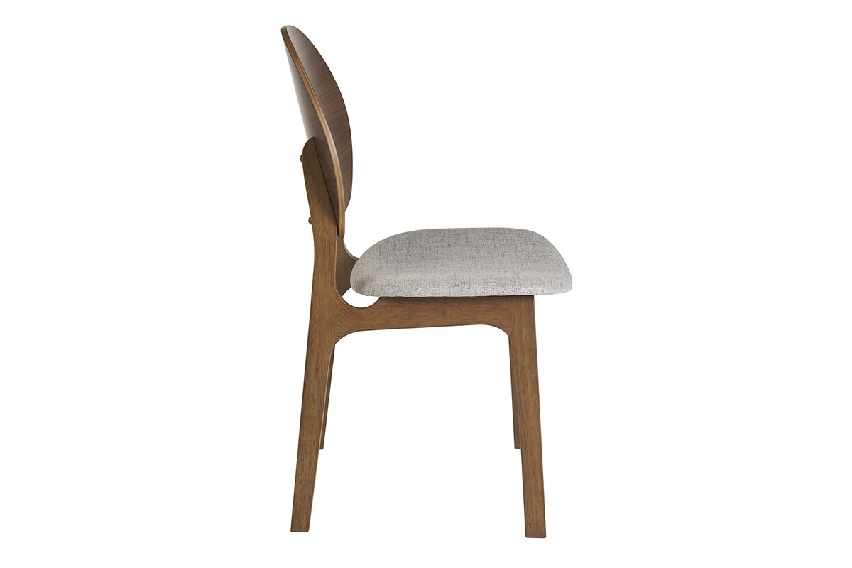 Chaises scandinaves en bois fonc� et tissu gris clair (lot de 2) ELTON