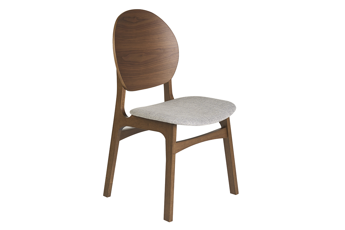 Chaises scandinaves en bois fonc� et tissu gris clair (lot de 2) ELTON
