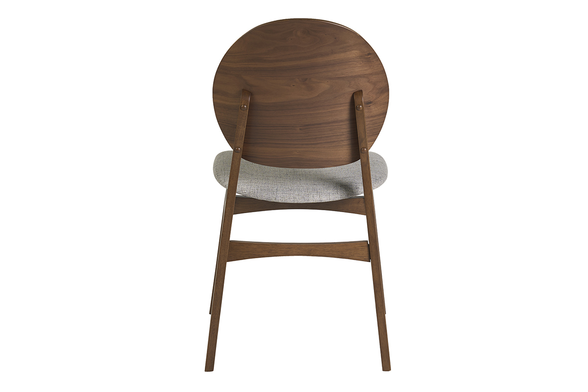 Chaises scandinaves en bois fonc� et tissu gris clair (lot de 2) ELTON