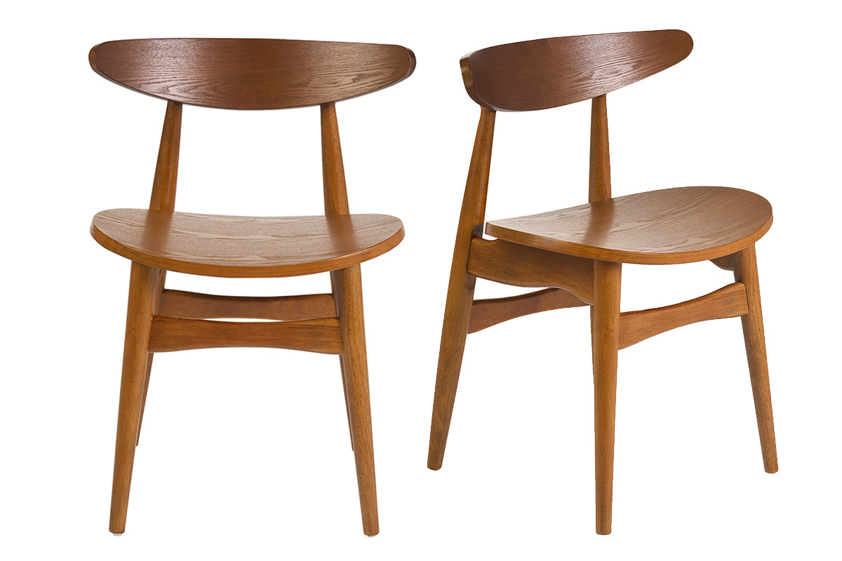 Chaises scandinaves en bois fonc� fr�ne (lot de 2) WALFORD