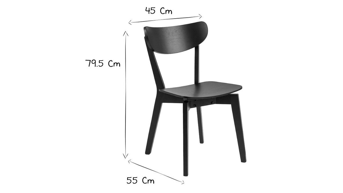 Chaises scandinaves en bois noir (lot de 2) BAKI