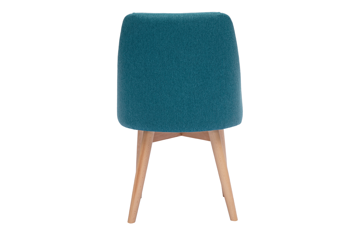 Chaises scandinaves en tissu bleu canard et bois clair (lot de 2) HIGGINS
