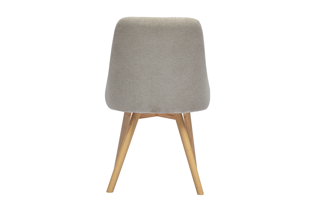 Chaises scandinaves en tissu chenille beige et bois clair (lot de 2) HASTA