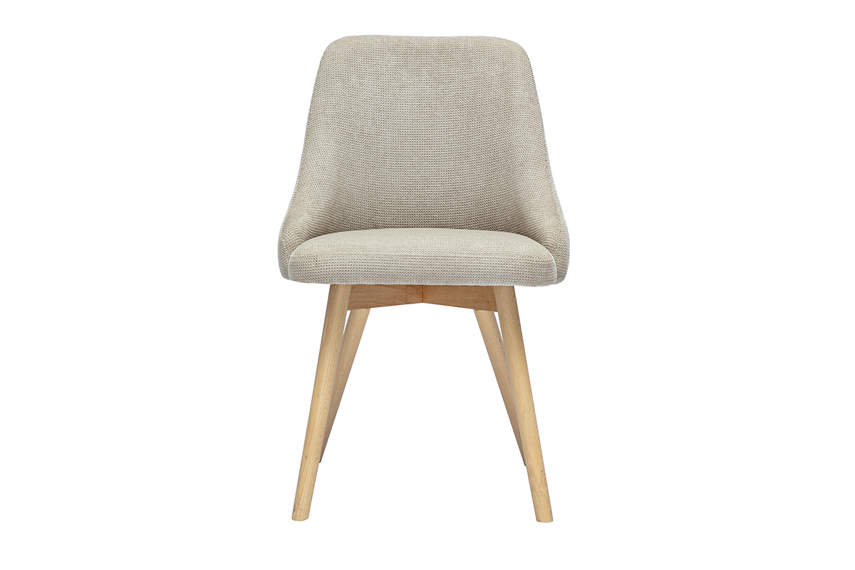 Chaises scandinaves en tissu chenille beige et bois clair (lot de 2) HASTA