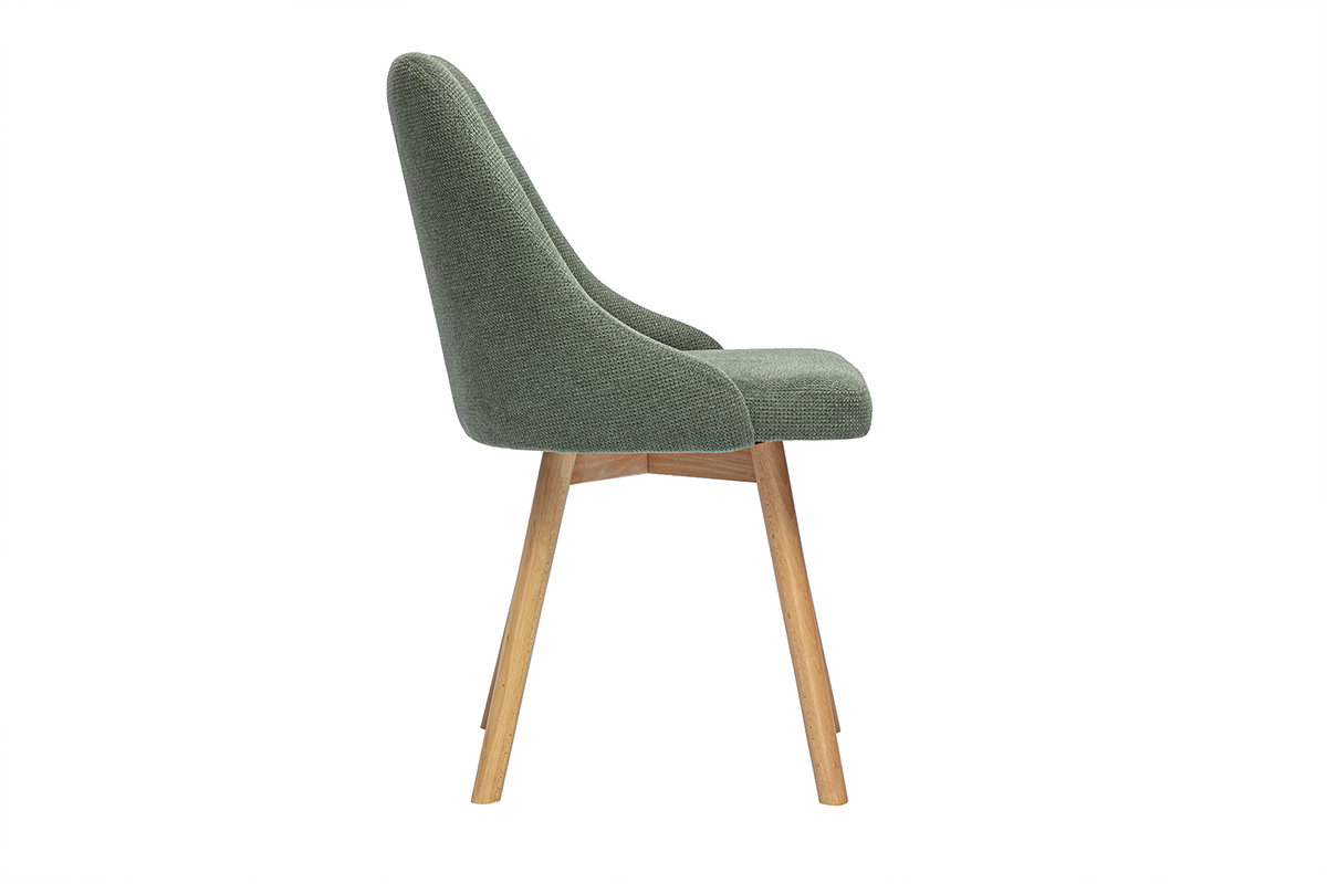 Chaises scandinaves en tissu chenille vert kaki et bois clair (lot de 2) HASTA