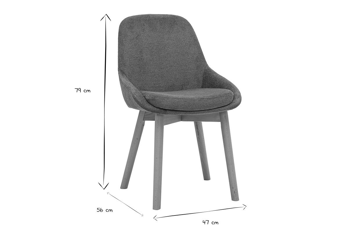 Chaises scandinaves en tissu chenille vert kaki et bois clair massif (lot de 2) HOLO