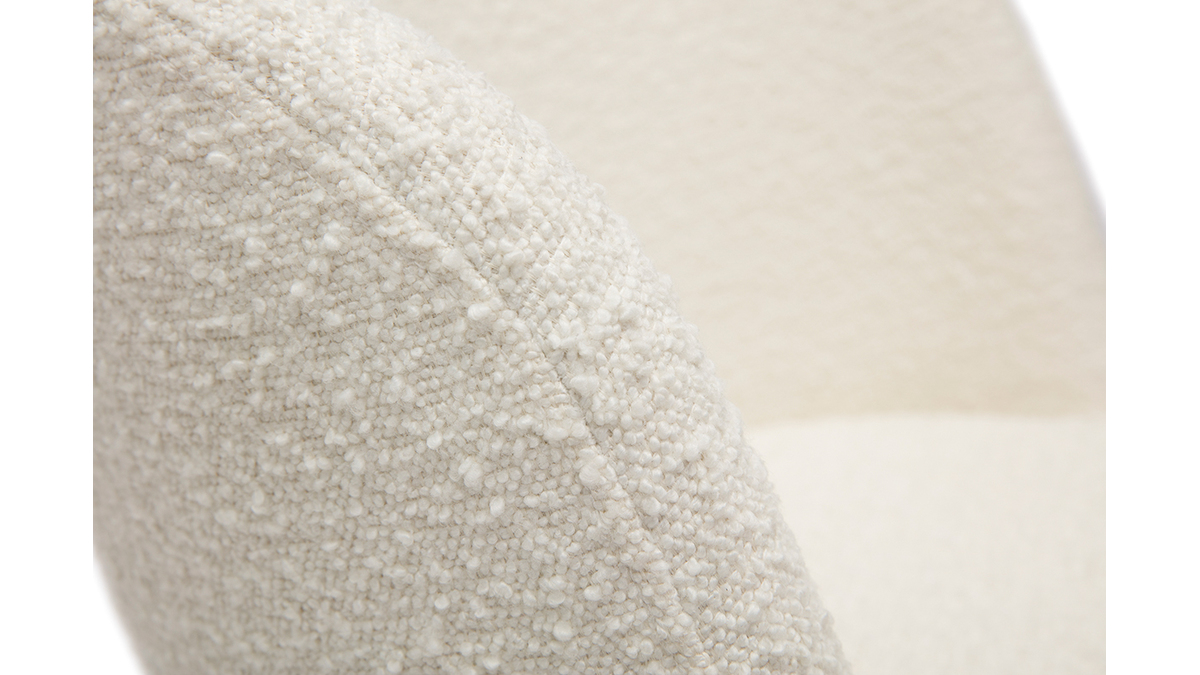 Chaises scandinaves en tissu effet laine boucle blanc cass et bois clair massif (lot de 2) VANITY