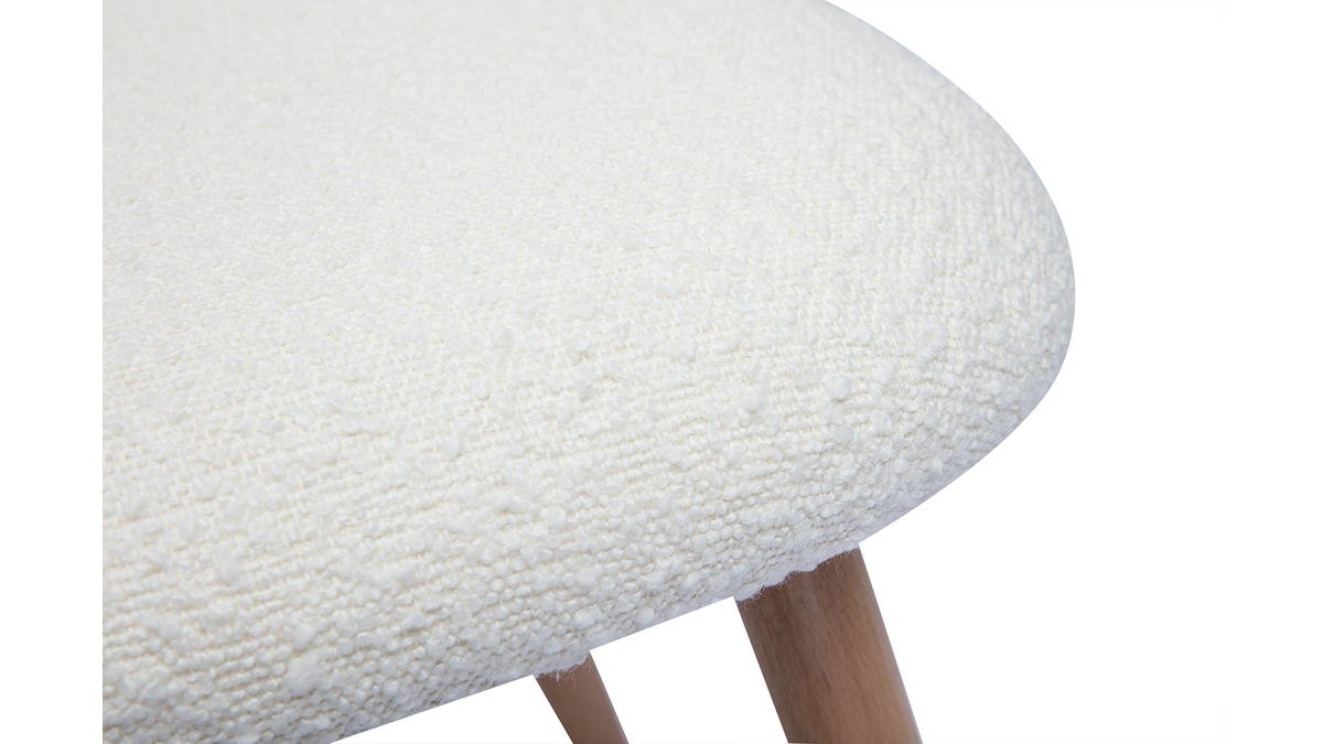 Chaises scandinaves en tissu effet laine boucle blanc et bois clair massif (lot de 2) CELESTE