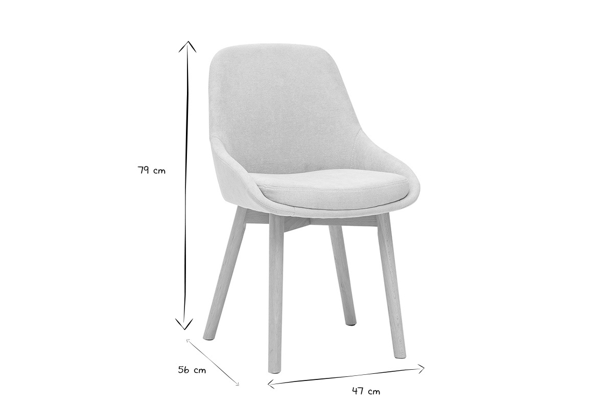 Chaises scandinaves en tissu effet velours beige et bois clair massif (lot de 2) HOLO