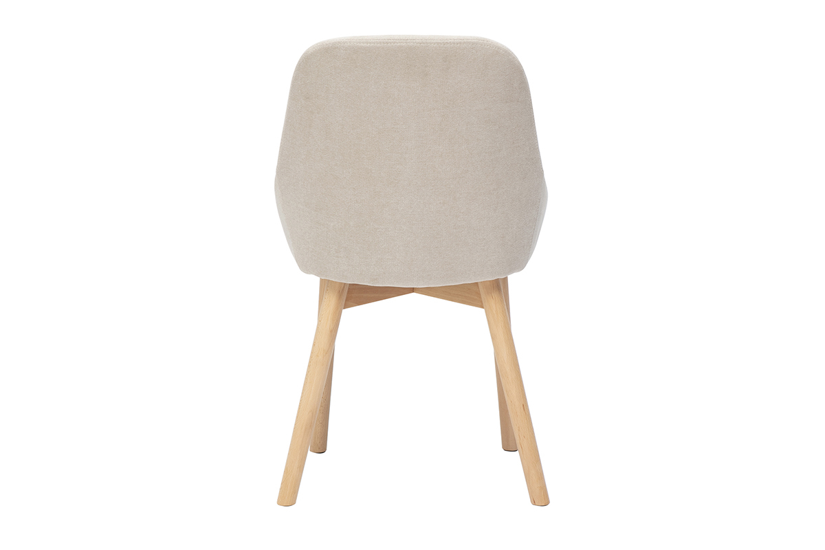 Chaises scandinaves en tissu effet velours beige et bois clair massif (lot de 2) HOLO