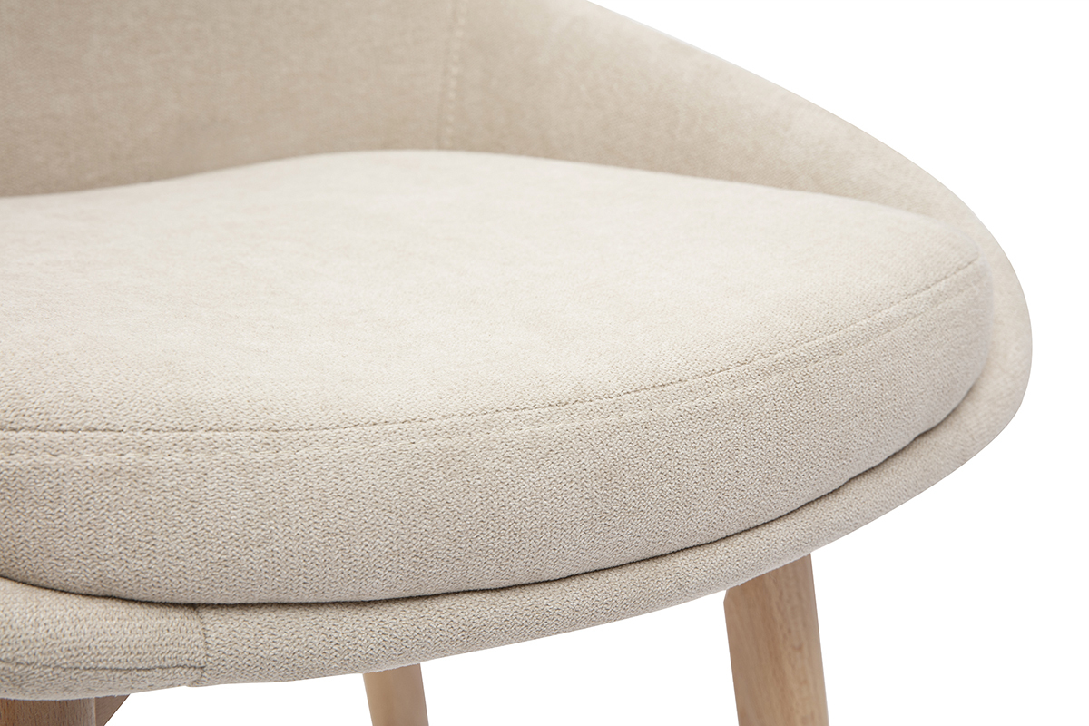 Chaises scandinaves en tissu effet velours beige et bois clair massif (lot de 2) HOLO