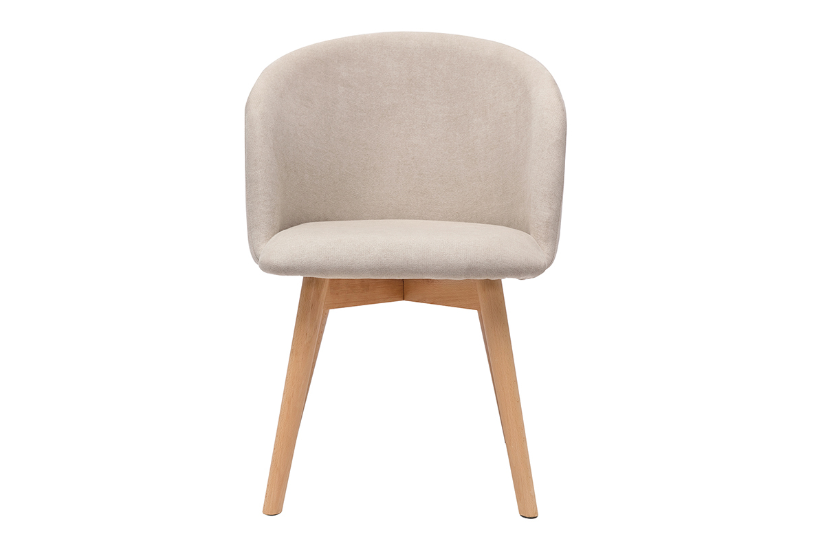 Chaises scandinaves en tissu effet velours beige et bois clair massif (lot de 2) VANITY