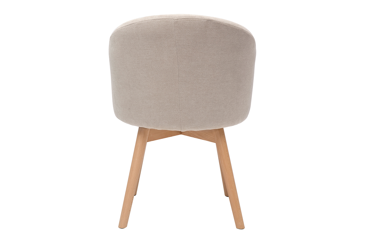 Chaises scandinaves en tissu effet velours beige et bois clair massif (lot de 2) VANITY