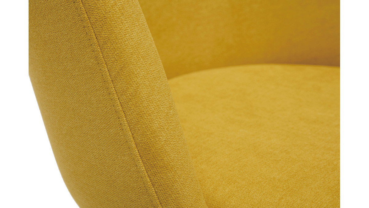 Chaises scandinaves en tissu effet velours jaune moutarde et bois clair massif (lot de 2) VANITY